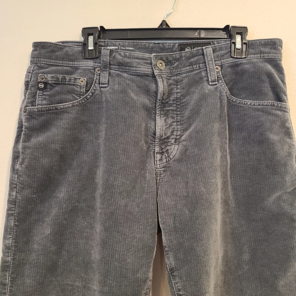 AG Adriano Goldschmied Everett Slim Straight Charcoal Corduroy Pants